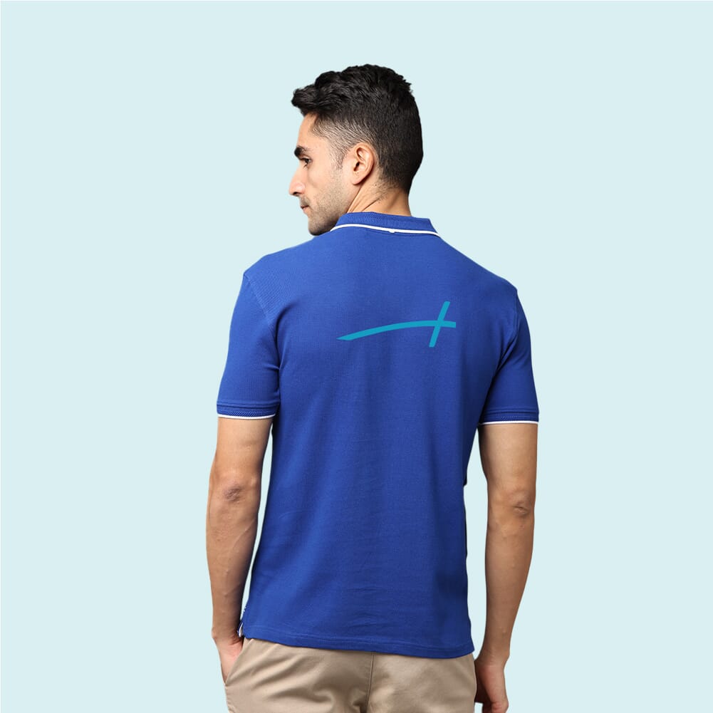 Greys&Blues Pima Collar T-Shirt-Royal Blue with White SH